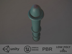barrier bollard pack 5 green v3 low poly lods 3D मॉडल