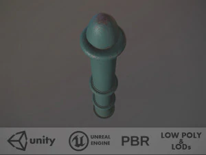 pacote de postes de amarra&ccedil;&atilde;o de barreira 5 green v3 low poly lods Modelo 3D