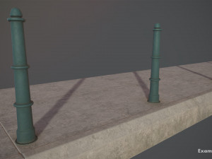barrier bollard pack 5 green v3 low poly lods Modelo 3D