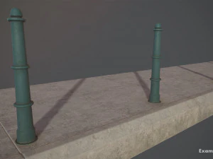 pacote de postes de amarra&ccedil;&atilde;o de barreira 5 green v3 low poly lods Modelo 3D