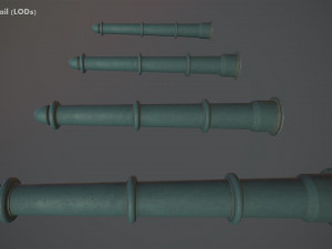barrier bollard pack 5 green v3 low poly lods Modelo 3D