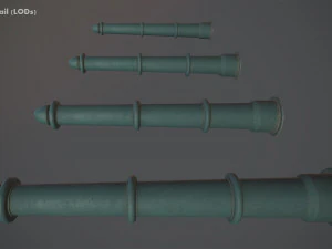 pacote de postes de amarra&ccedil;&atilde;o de barreira 5 green v3 low poly lods Modelo 3D