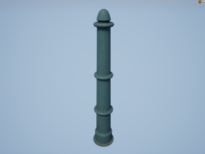 barrier bollard pack 5 green v3 low poly lods Modelo 3D