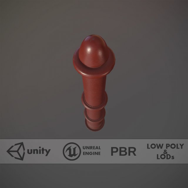 barrier bollard pack 5 red v1 low poly lods 3D Model .c4d .max .obj .3ds .fbx .stl .blend