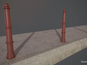 barrier bollard pack 5 red v1 low poly lods 3D Model