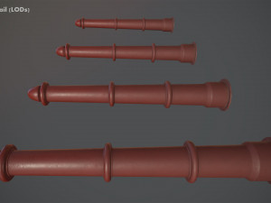 barrier bollard pack 5 red v1 low poly lods 3D Model