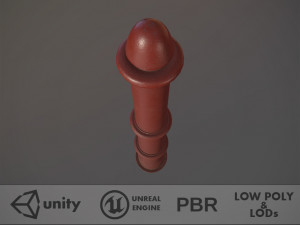 barrier bollard pack 5 red v2 low poly lods 3D मॉडल