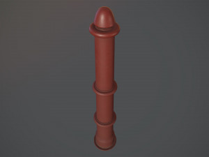 barrier bollard pack 5 red v2 low poly lods 3D 모델