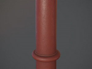 barrier bollard pack 5 red v2 low poly lods 3D 모델