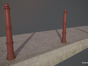 barrier bollard pack 5 red v2 low poly lods 3D 모델
