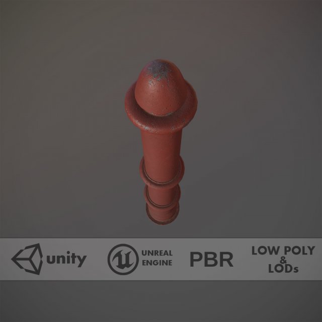 barrier bollard pack 5 red v3 low poly lods Modelo 3D .c4d .max .obj .3ds .fbx .stl .blend 