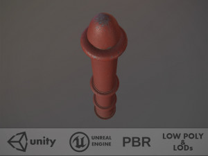 barrier bollard pack 5 red v3 low poly lods 3D मॉडल