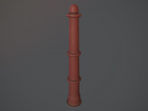 barrier bollard pack 5 red v3 low poly lods Modelo 3D