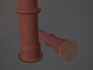 barrier bollard pack 5 red v3 low poly lods Modelo 3D