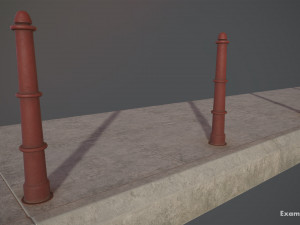 barrier bollard pack 5 red v3 low poly lods Modelo 3D