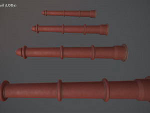 barrier bollard pack 5 red v3 low poly lods Modelo 3D