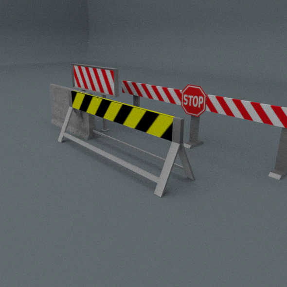 road blocks package 3D Model .c4d .max .obj .3ds .fbx .stl .blend