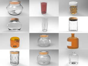 5pieces glass kitchenware 3Dモデル