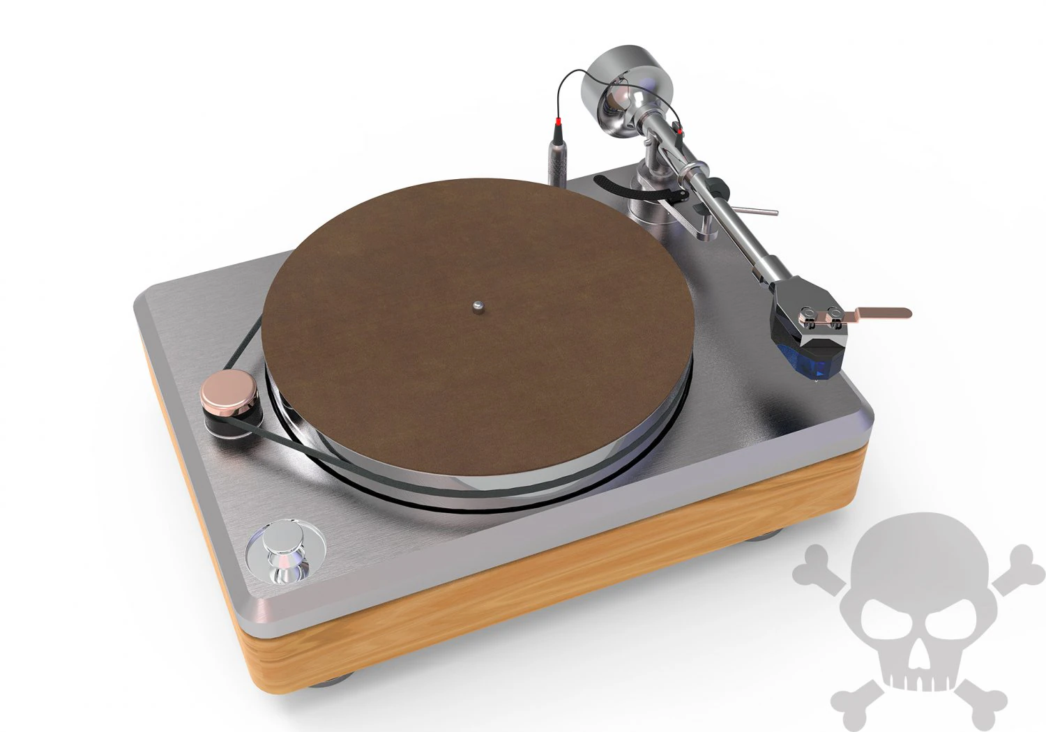 chrome and wood turntable 3D Model .c4d .max .obj .3ds .fbx .stl .blend 