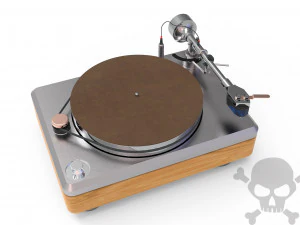 toca-discos cromado e madeira Modelo 3D