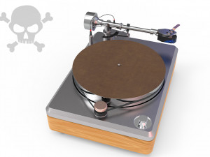 chrome and wood turntable 3D मॉडल