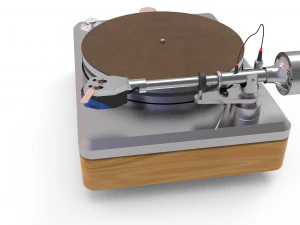 chrome and wood turntable 3D Model