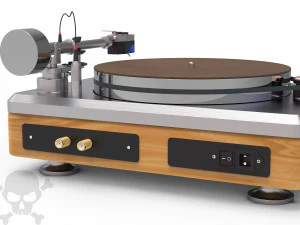 chrome and wood turntable 3D Model