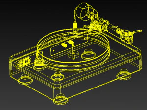 chrome and wood turntable 3D Model