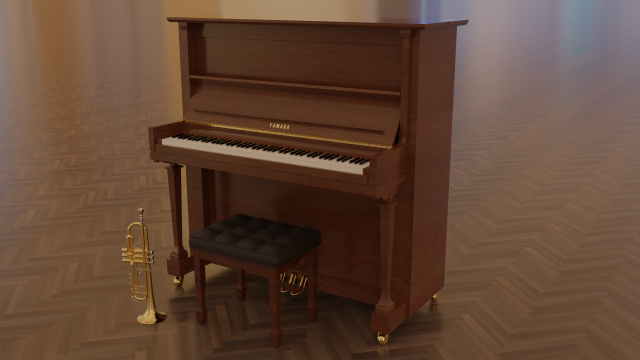 yamaha piano and trumpet 3D मॉडल .c4d .max .obj .3ds .fbx .stl .blend 