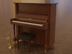 雅马哈钢琴和小号 3D 模型