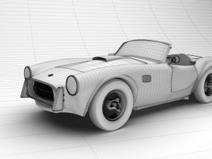 vintage car ac cobra 1966 custom 3D Model