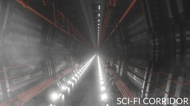 sci-fi - spaceship corridor Model 3D .c4d .max .obj .3ds .fbx .stl .blend 