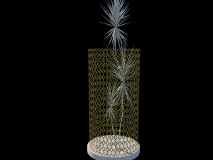 흰색 식물이 있는 철 골동품 3D 모델