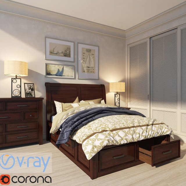 thomas cole bedroom 3D मॉडल .c4d .max .obj .3ds .fbx .stl .blend 