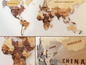 world map made of wood 3D 모델