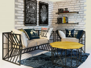 sofa and armchair loft 3D Model