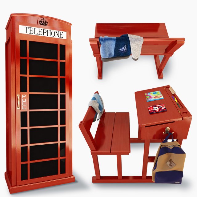 maisons du monde closet and desk 3D Model .c4d .max .obj .3ds .fbx .stl .blend