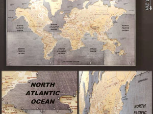 mapa mundial metálico Modelo 3D