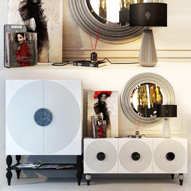 sideboard monaco white 3D Model .c4d .max .obj .3ds .fbx .stl .blend 