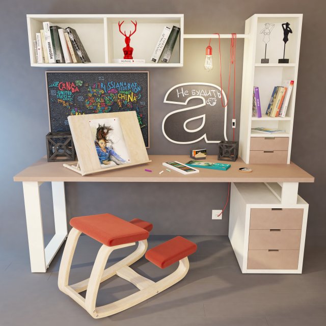 desk grand model Modello 3D .c4d .max .obj .3ds .fbx .stl .blend 