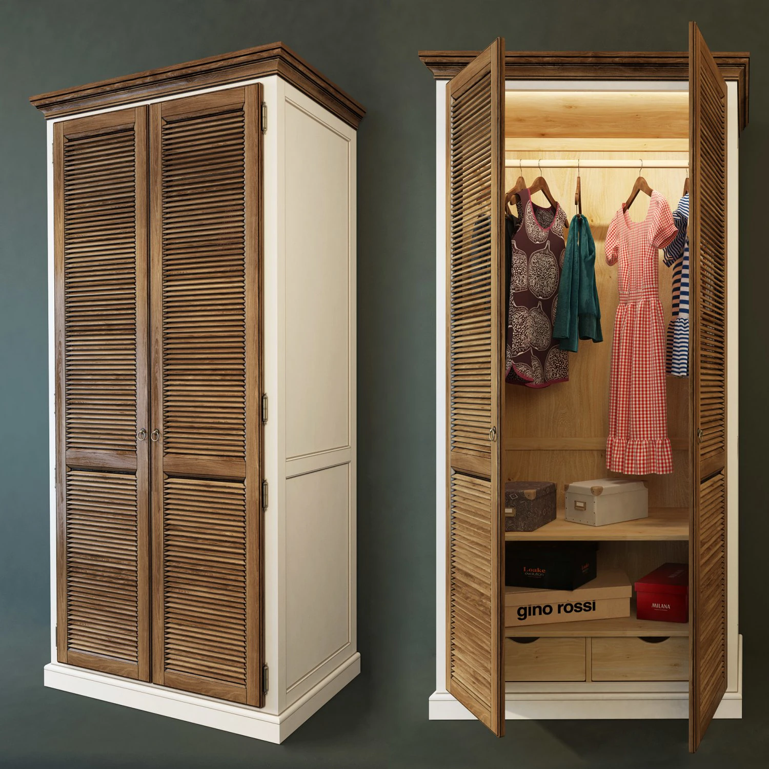 wardrobe 2-door folk wellige 3D Model .c4d .max .obj .3ds .fbx .stl .blend