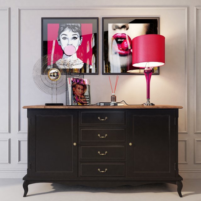 chest of drawers leontina black 3D Model .c4d .max .obj .3ds .fbx .stl .blend 