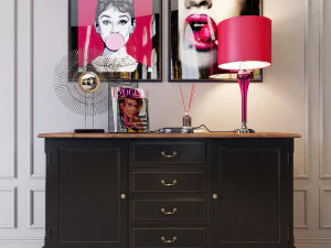 c&ocirc;moda leontina preta Modelo 3D