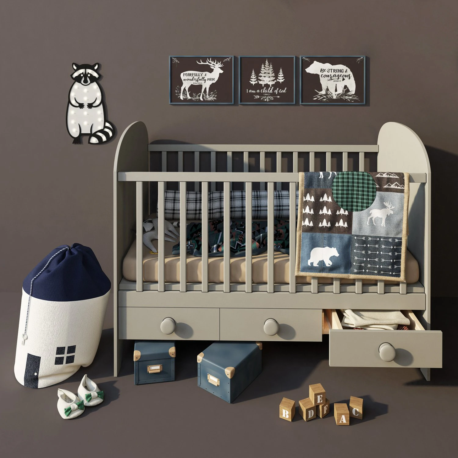 ikea gonatt crib 3D Model .c4d .max .obj .3ds .fbx .stl .blend 