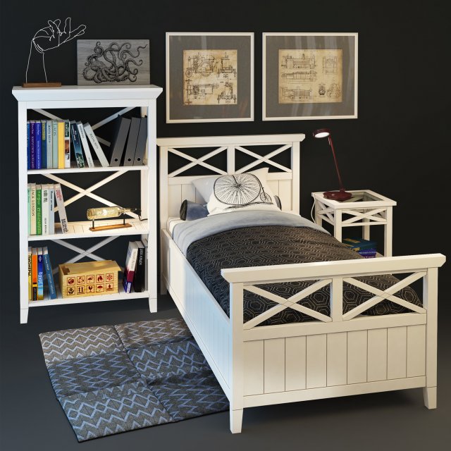 single bed brittany 3D 모델 .c4d .max .obj .3ds .fbx .stl .blend 