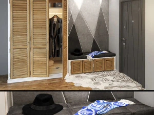 lemari set lorong 3 pintu Model 3D