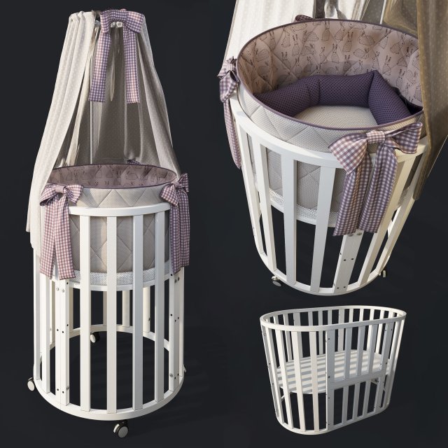 round bed -folding cradle Model 3D .c4d .max .obj .3ds .fbx .stl .blend 