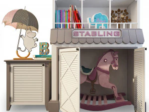 rocking horse cupboard stable 3D Model