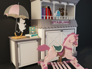 rocking horse cupboard stable Model 3D