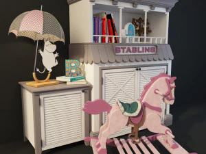 rocking horse cupboard stable 3D Model